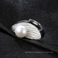 Feather Shape Design 925 Silver Freshwater Pearl Rings